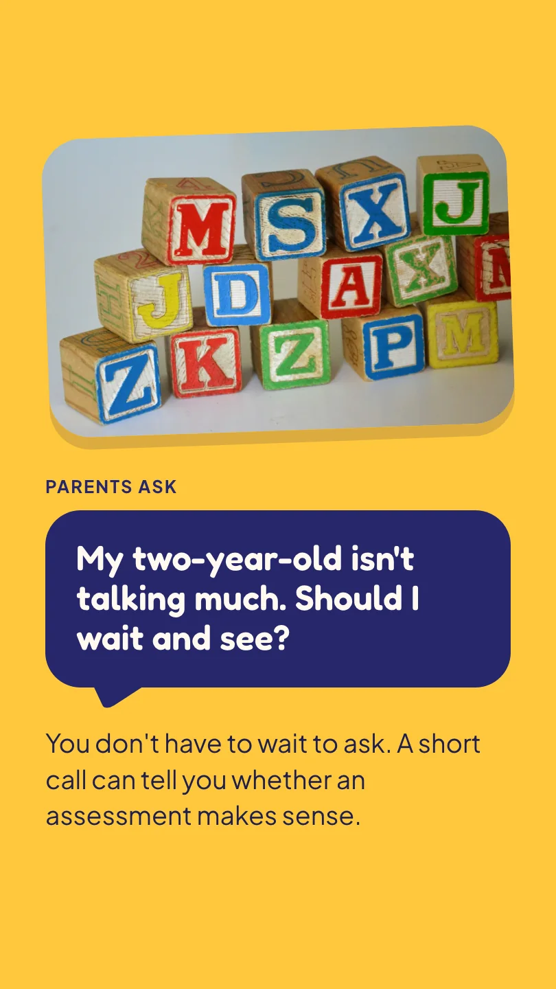 Exemple de story, image 1 sur 2, pour Chatterbox Speech Therapy : My two-year-old isn't talking much. Should I wait and see?