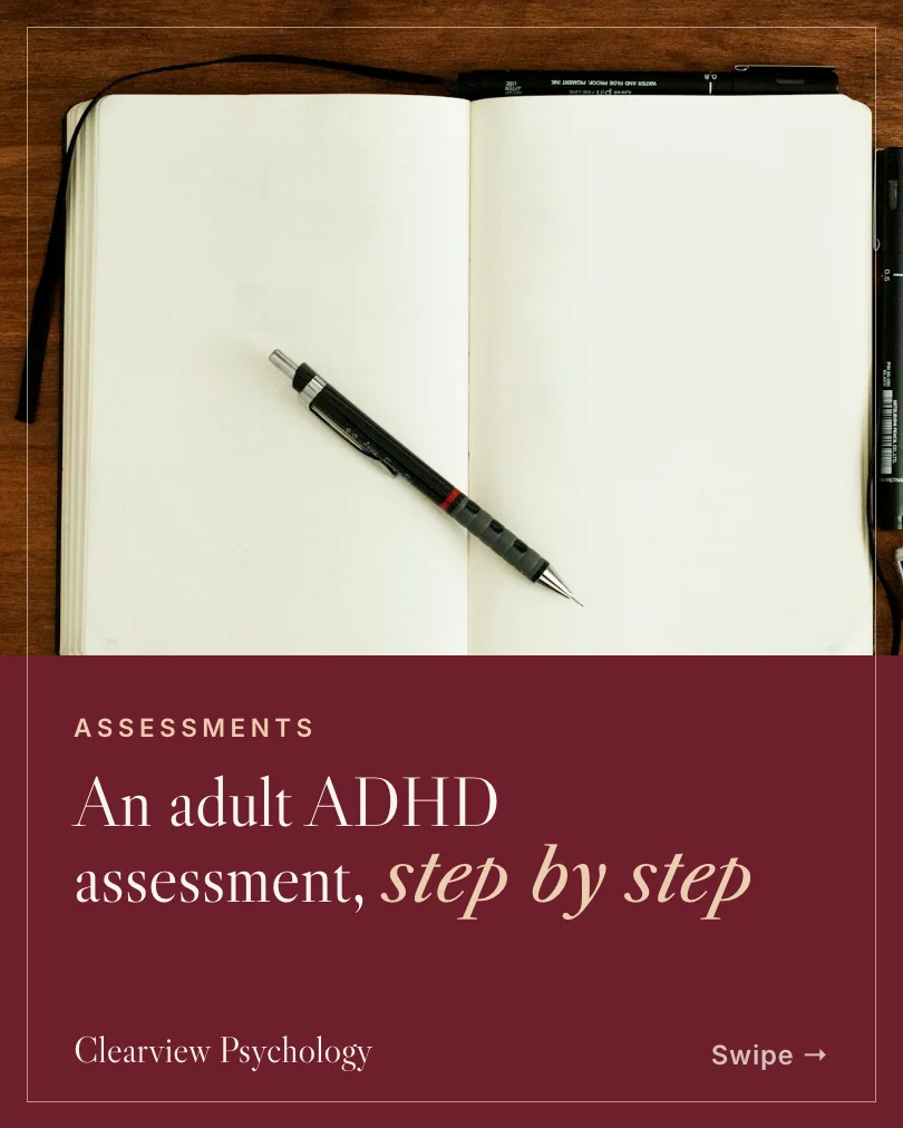 Clearview Psychology 的示例轮播图(第 1 张,共 5 张):An adult ADHD assessment, step by step
