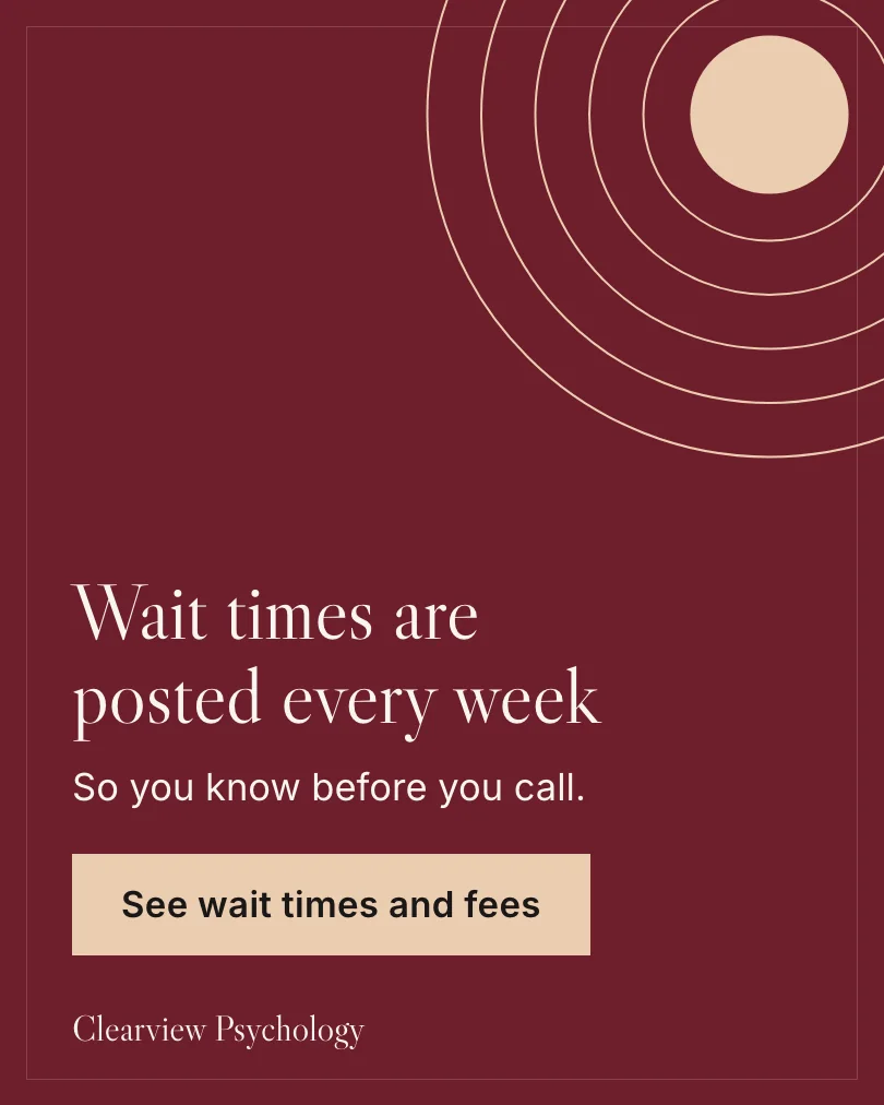 Clearview Psychology 的示例轮播图(第 5 张,共 5 张):Wait times are posted every week