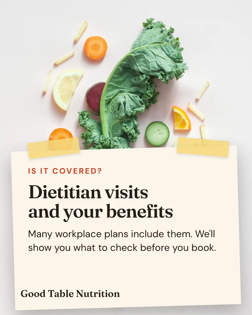 Exemple de publication pour Good Table Nutrition : Dietitian visits and your benefits