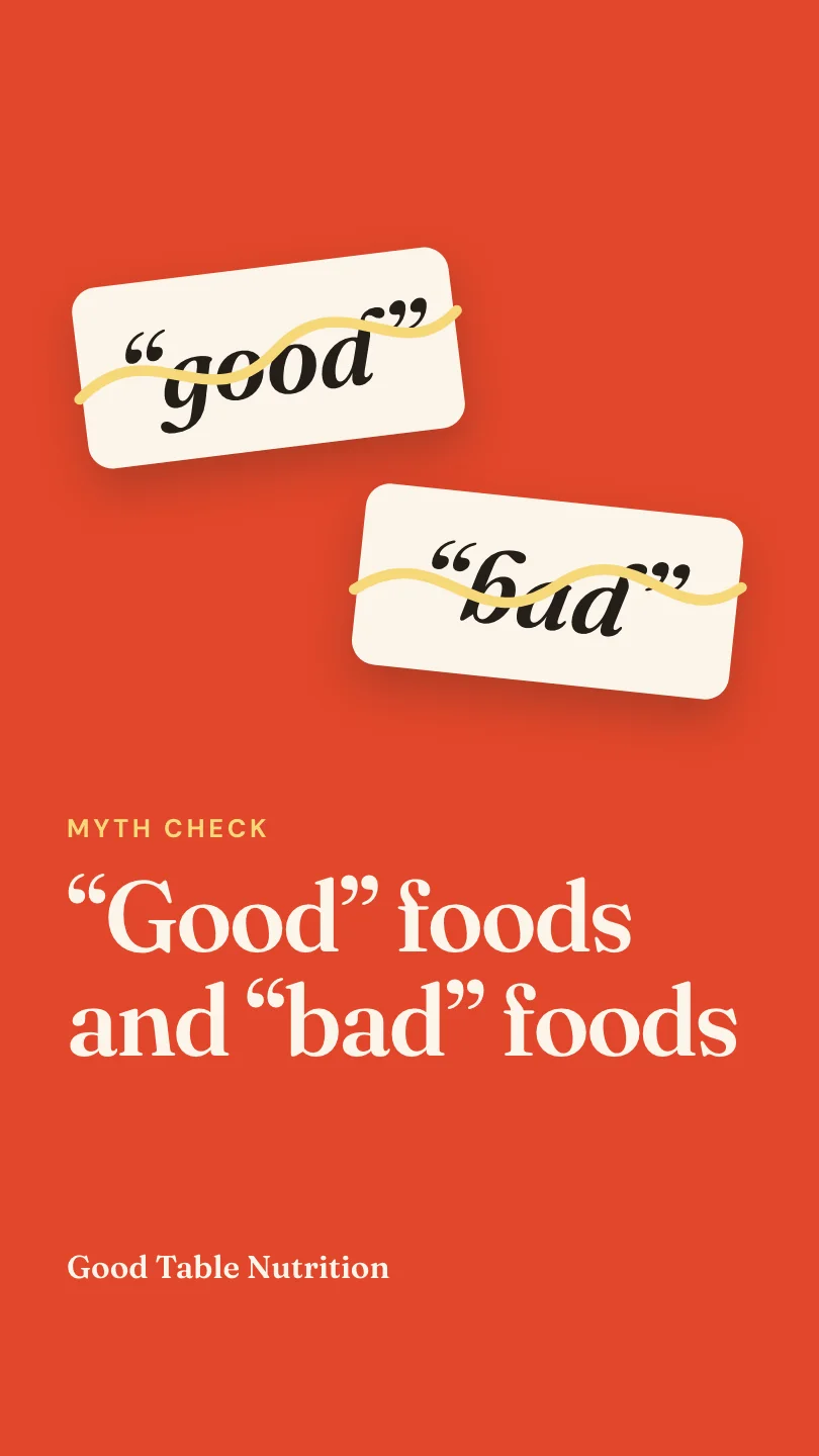Exemple de reel, scène 1 sur 3, pour Good Table Nutrition : “Good” foods and “bad” foods
