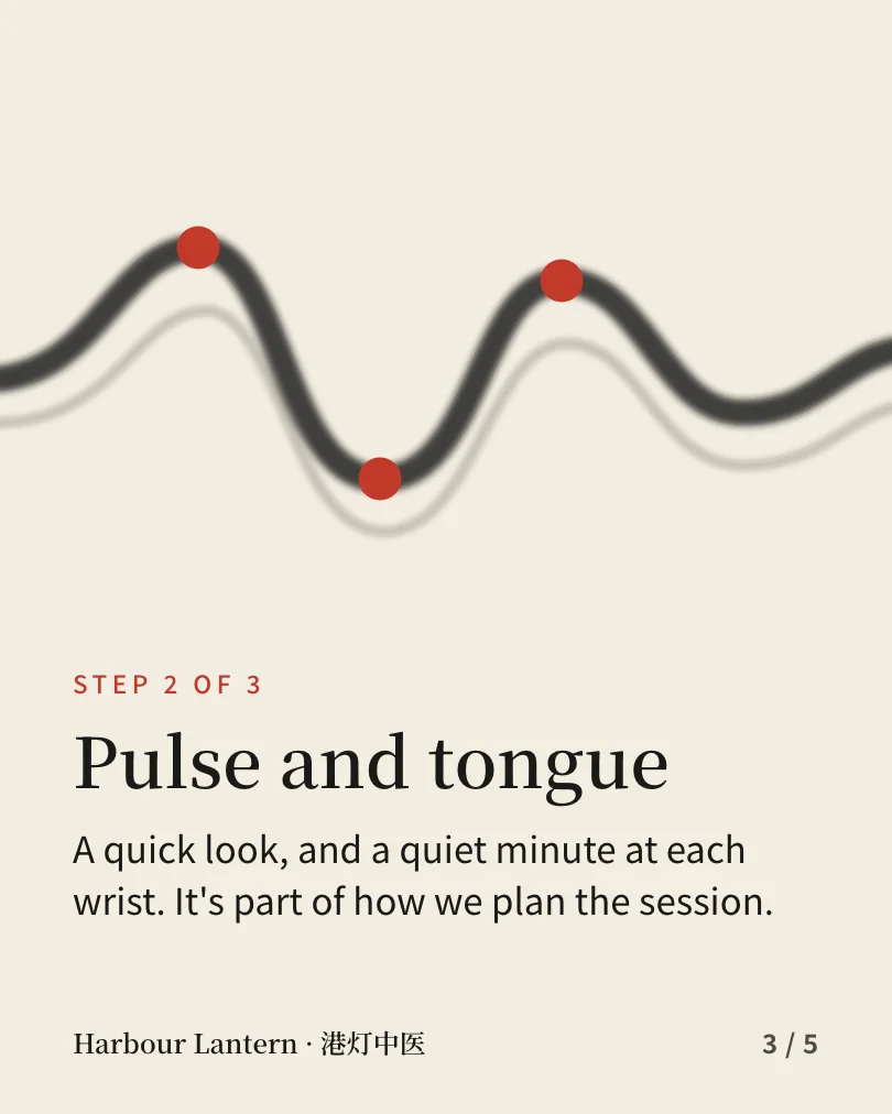 Harbour Lantern Acupuncture 的示例轮播图(第 3 张,共 5 张):Pulse and tongue