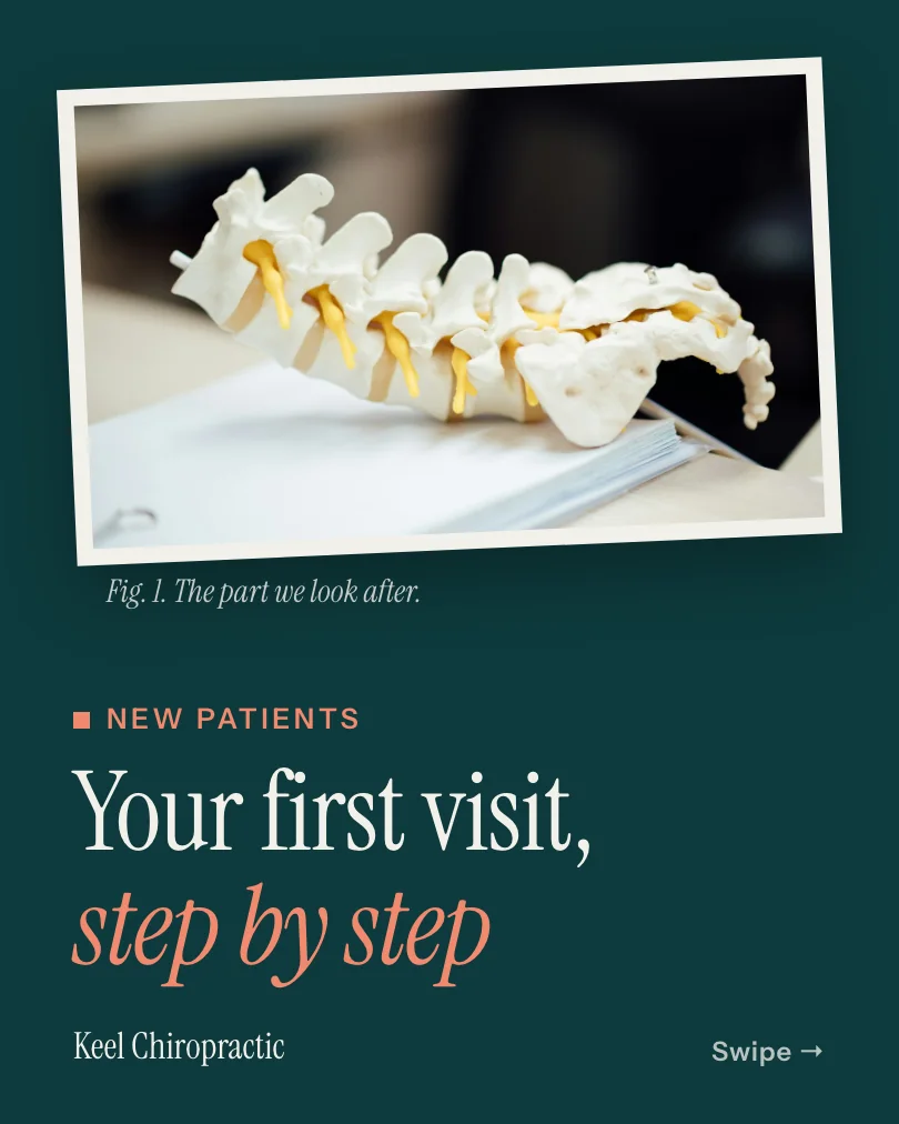 Keel Chiropractic 的示例轮播图(第 1 张,共 4 张):Your first visit, step by step