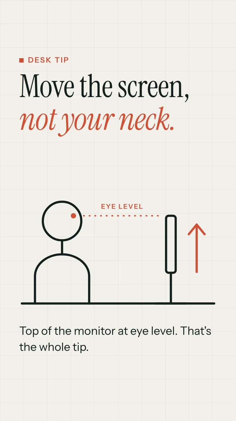 Keel Chiropractic 的示例快拍(第 1 帧,共 2 帧):Move the screen, not your neck.