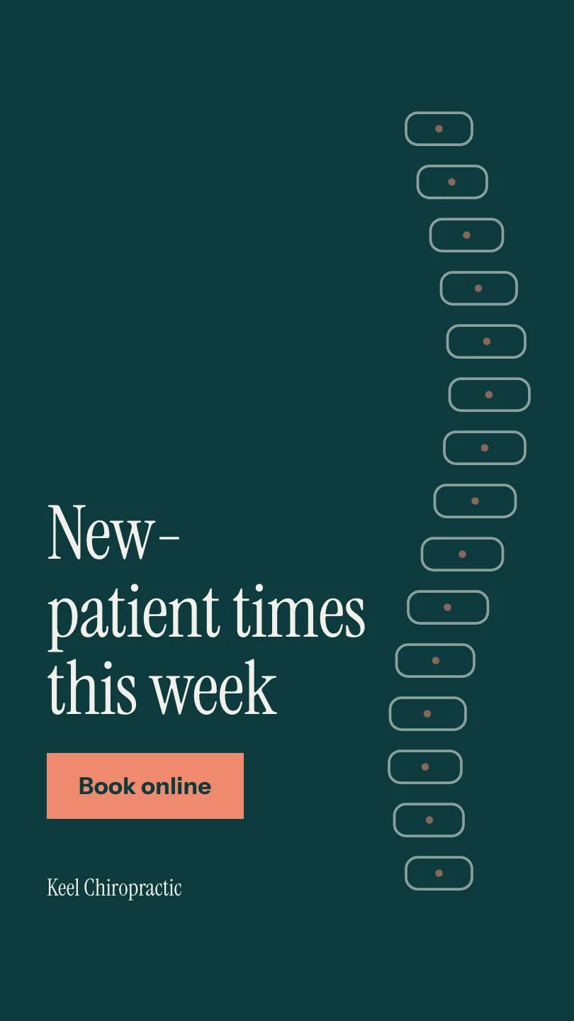Exemple de story, image 2 sur 2, pour Keel Chiropractic : New-patient times this week