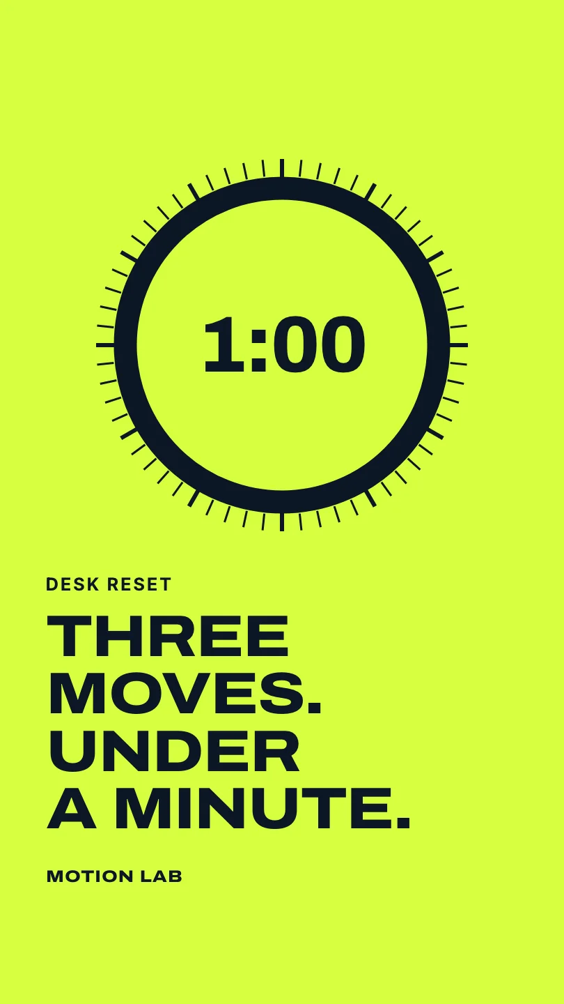 Exemple de reel, scène 1 sur 4, pour Motion Lab Physiotherapy : Three moves. Under a minute.