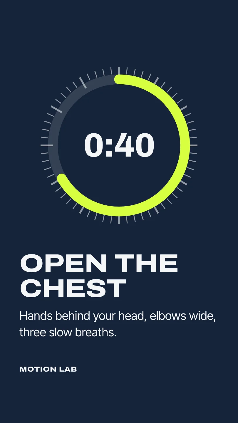 Exemple de reel, scène 3 sur 4, pour Motion Lab Physiotherapy : Open the chest