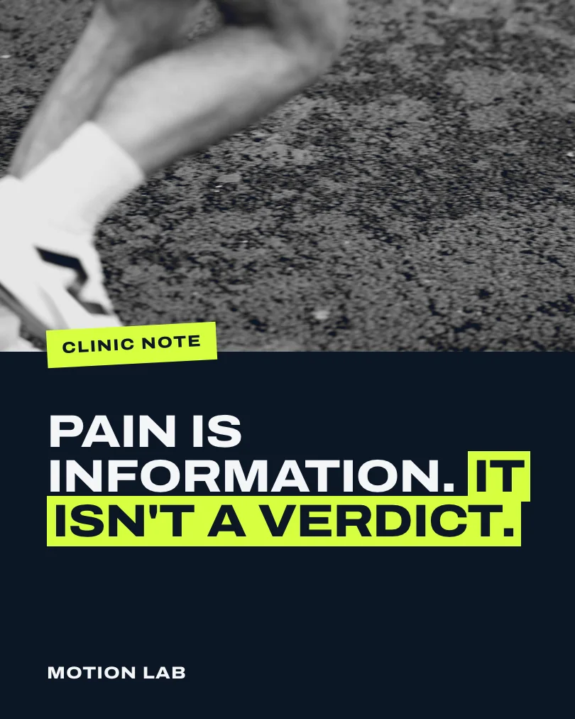 Exemple de publication pour Motion Lab Physiotherapy : Pain is information. It isn't a verdict.