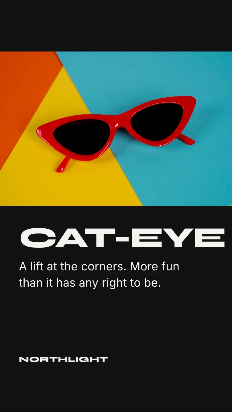 Exemple de reel, scène 4 sur 4, pour Northlight Optometry : Cat-eye: A lift at the corners. More fun than it has any right to be.