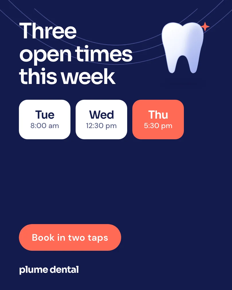 Exemple de carrousel, diapositive 4 sur 4, pour Plume Dental : Three open times this week