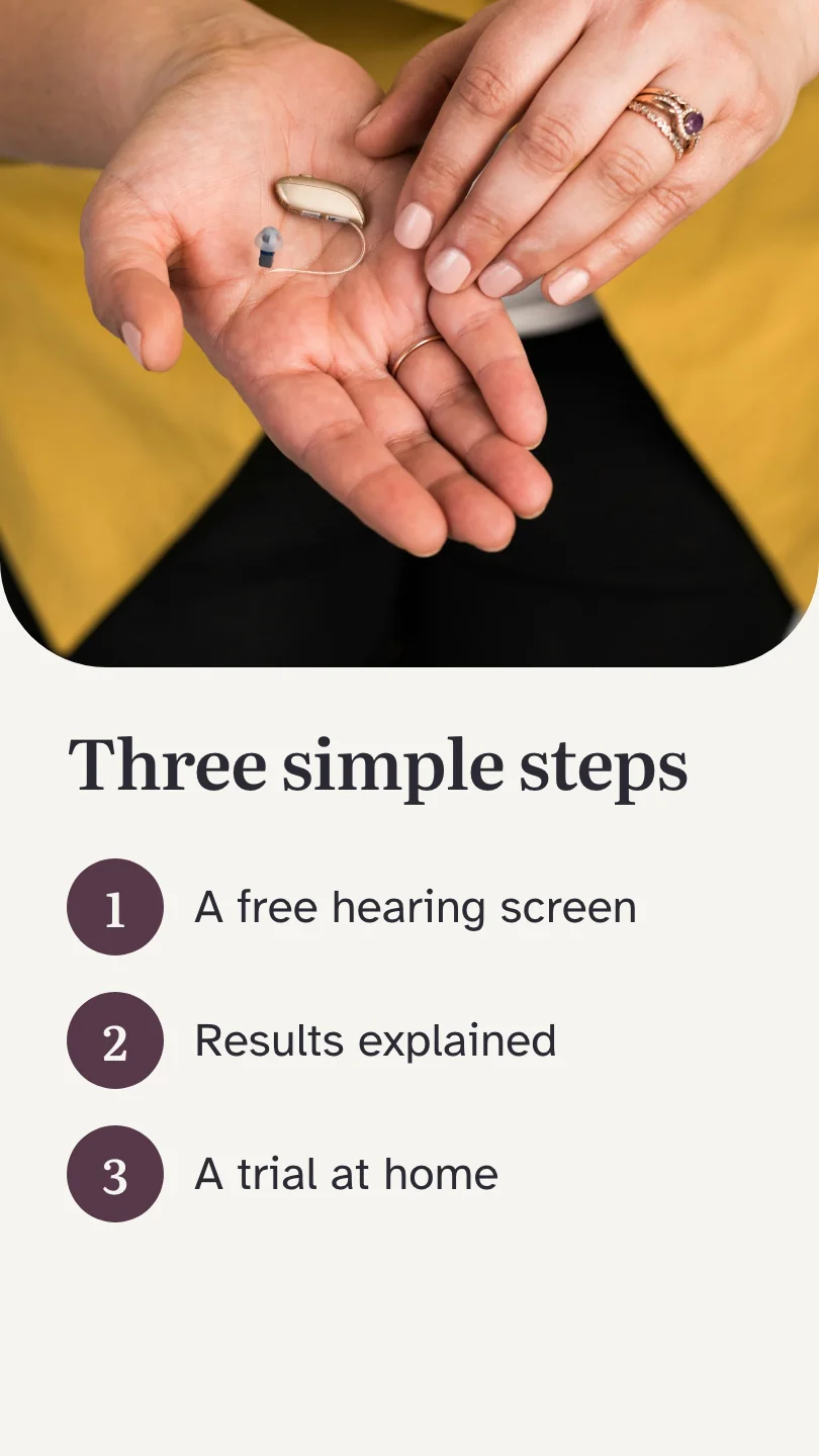 Quiet Cove Hearing Centre 的示例快拍(第 1 帧,共 2 帧):Three simple steps